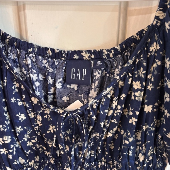 gap navy and white floral baby doll dress Bardot style - Picture 3 of 4